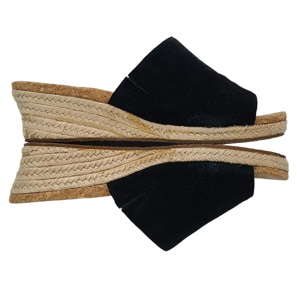 Uggs black suede fringed espadrille slides, EUC, size 7